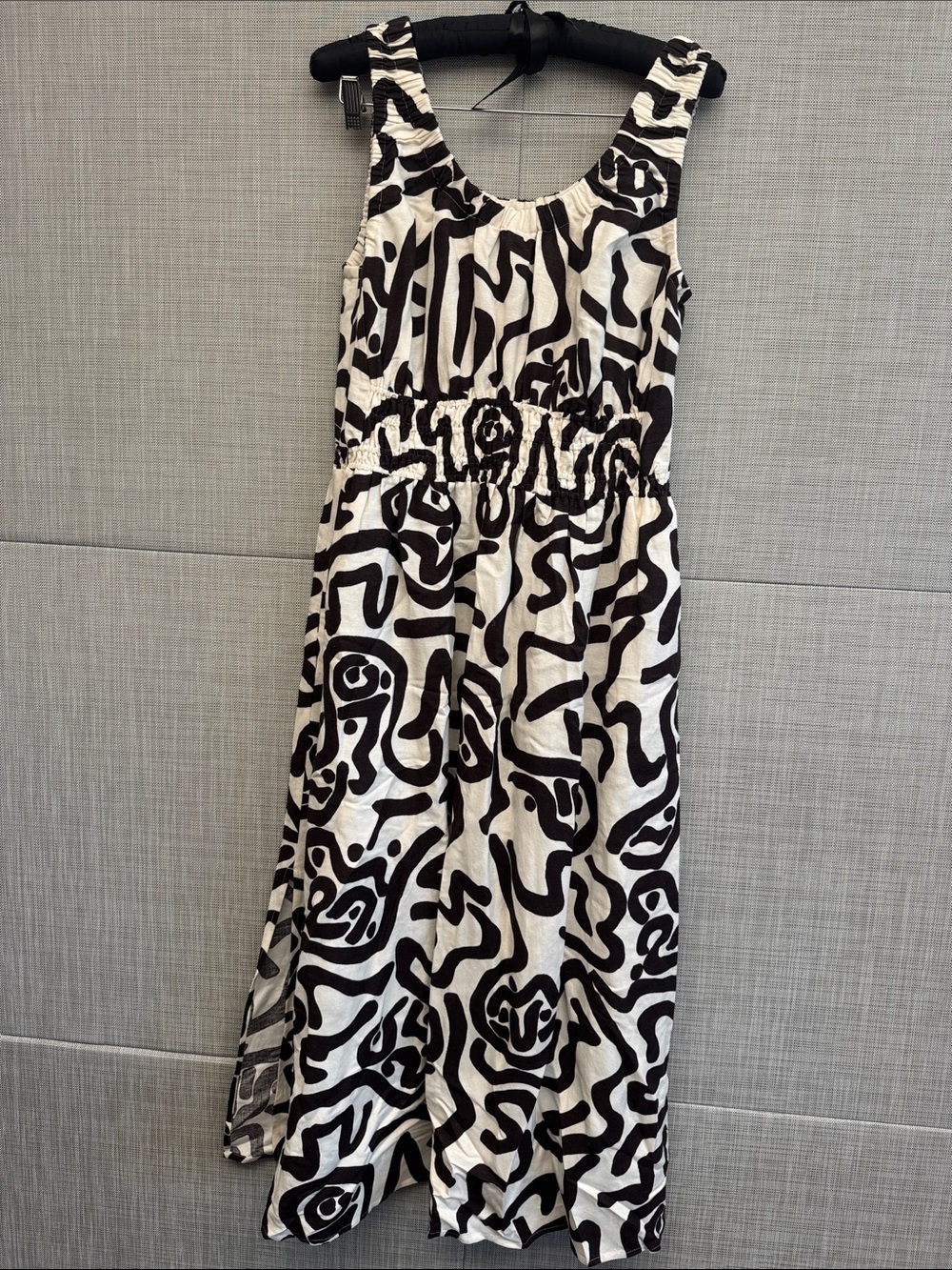 Reiss Black & White Abstract Print Maxi Dress